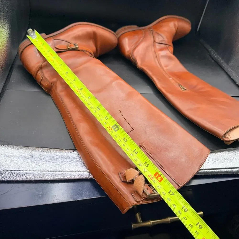 Frye Melissa Button 2 Tall Boots Cognac Leather Riding Boots 7M